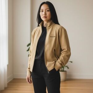 Vintage Marithe Francois Girbaud Sand Cotton Logo Sleeve Cincher Jacket Size XL